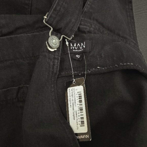 NWT Tall Black straight leg distressed dungarees for men sz 40 - Picture 7 of 8